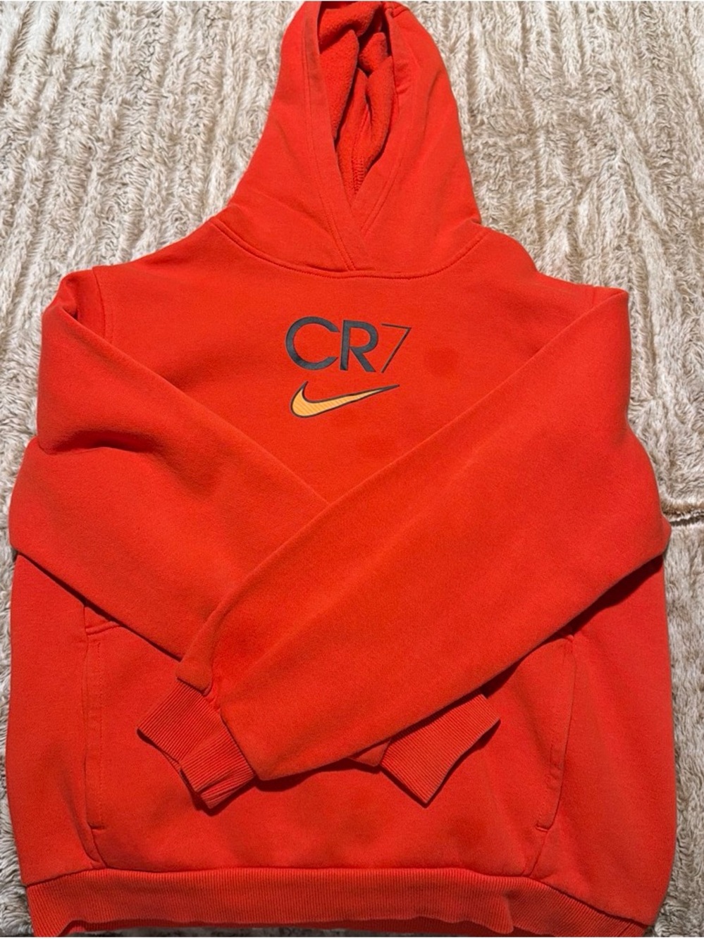 Nike Kids Red CR7 Hoodie with Gold Swoosh